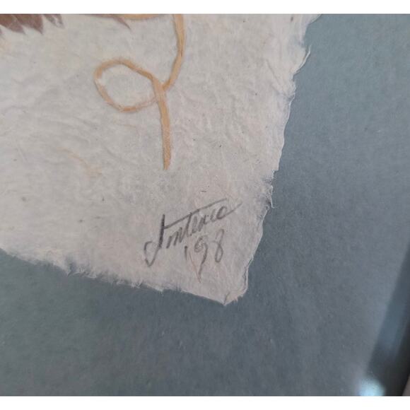 Vtg Art Framed Pressed Dried Flowers Handmade Signed 98 Cottage Core - Picture 4 of 9